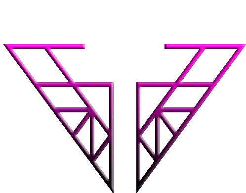 a pair of pink and purple triangles with a white background