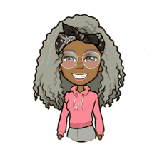 a cartoon of a woman holding up trophies