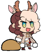 a cartoon character with antlers is holding a bag of gifts
