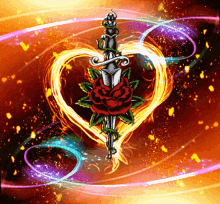 heart rose love sword struck by your love