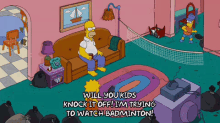 Homer Watching Badminton GIF - The Simpsons Homer Lisa GIFs