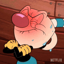 Holding It In Mugman GIF - Holding It In Mugman The Cuphead Show GIFs