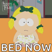 a cartoon of a girl with a sign that says south park behind her
