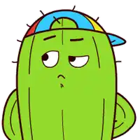 a cartoon cactus wearing a colorful hat is giving a thumbs up