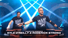 a wrestler named kyle o'reilly and roderick strong is on a stage