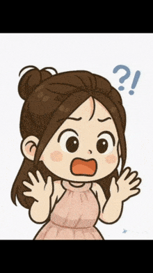 a cartoon girl with a question mark on her face