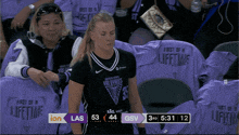a basketball game is being played and the score is 53 44 gsv
