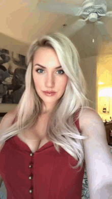 Blonde Red Top GIF