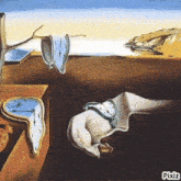 a painting of a clock that is changing shape with pixiz in the corner
