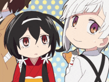 a boy and a girl are standing next to each other in a cartoon