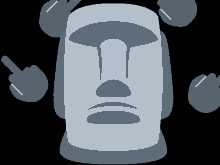 a statue with fingers pointing at it 's face on a black background
