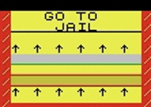 a screen that says go to jail with arrows pointing in different directions