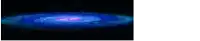 a picture of a blue and pink spiral galaxy