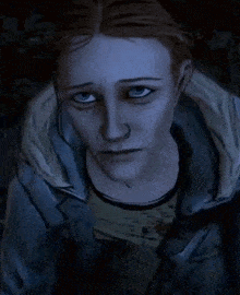 a close up of a cartoon character 's face with a serious look on his face