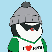 Pudgy Penguin Squad GIF - Pudgy Penguin Squad Fish Lover GIFs