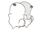 a black and white drawing of a couple of bears sleeping next to each other on a white background .