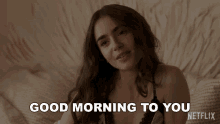 Good Morning To You Emily Cooper GIF - Good Morning To You Emily Cooper Lily Collins GIFs