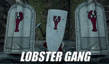 a video game screen shows a lobster gang character