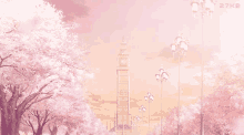 anime scenery pink pastel aesthetic