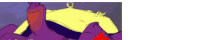a purple and yellow drawing of a person with a crown