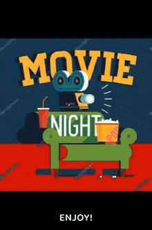 Movie Night Popcorn GIF