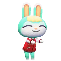 a cartoon bunny wearing a red jacket with mt fuji on it