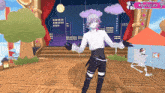 a man in a white shirt and black pants is dancing in a video game