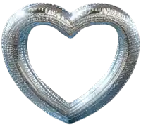 a heart shaped metal frame with a white background