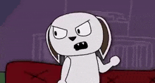 a cartoon rabbit and a cartoon dog are standing next to each other .