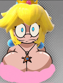a cartoon of princess peach wearing glasses and a necklace