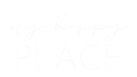 a white background with the words `` my happy place '' written in cursive with a heart .