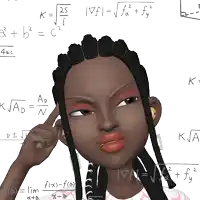 a cartoon girl is surrounded by mathematical equations such as k = 25