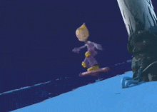 a cartoon character is standing on a skateboard in the dark