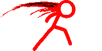 a red stick figure with a black arrow behind him