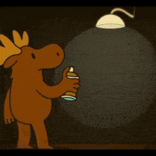 a moose holding a spray can in front of a sign that says 124th aka benzi