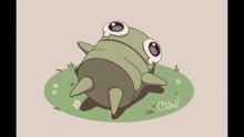 a cartoon drawing of a green frog with the name o'neil written below it