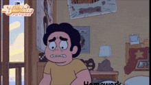 a cartoon of steven universe future with homework written below him