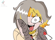 a cartoon of a girl making a funny face with tiktok written in the corner