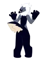 a cartoon drawing of a fox with a white tail