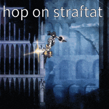 a poster that says hop on straftat with a person holding a gun