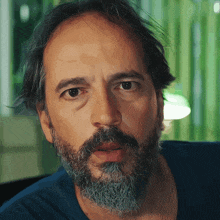 a man with a beard is looking at the camera