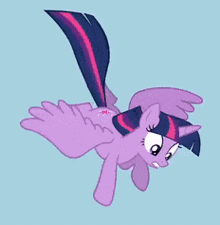 twilight sparkle from my little pony is flying in the air .