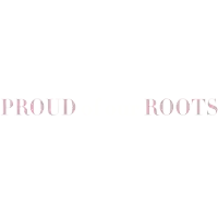 a white background with the words proud and roots written on it
