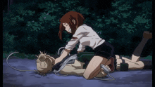 a girl is laying on top of another girl who is laying down