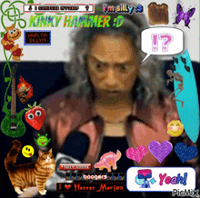 a picture of a person with a speech bubble that says kinky hammer