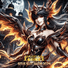 a poster for situs slot gacor shows a woman in a black dress