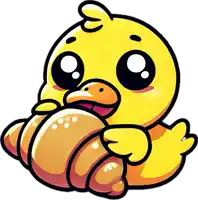 a cartoon duck is holding a loaf of bread in its beak