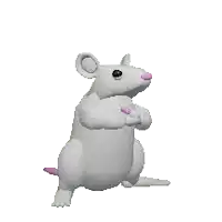 a white rat with a pink tail is dancing