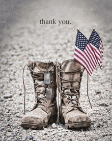 a picture of a pair of military boots with the words thank you written above them