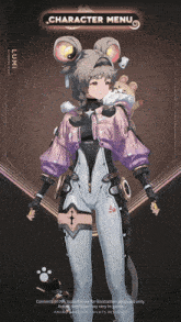 a character menu for a video game shows a girl named lumi